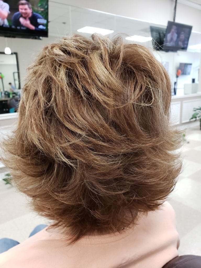 A short layered cut with movement through the crown.